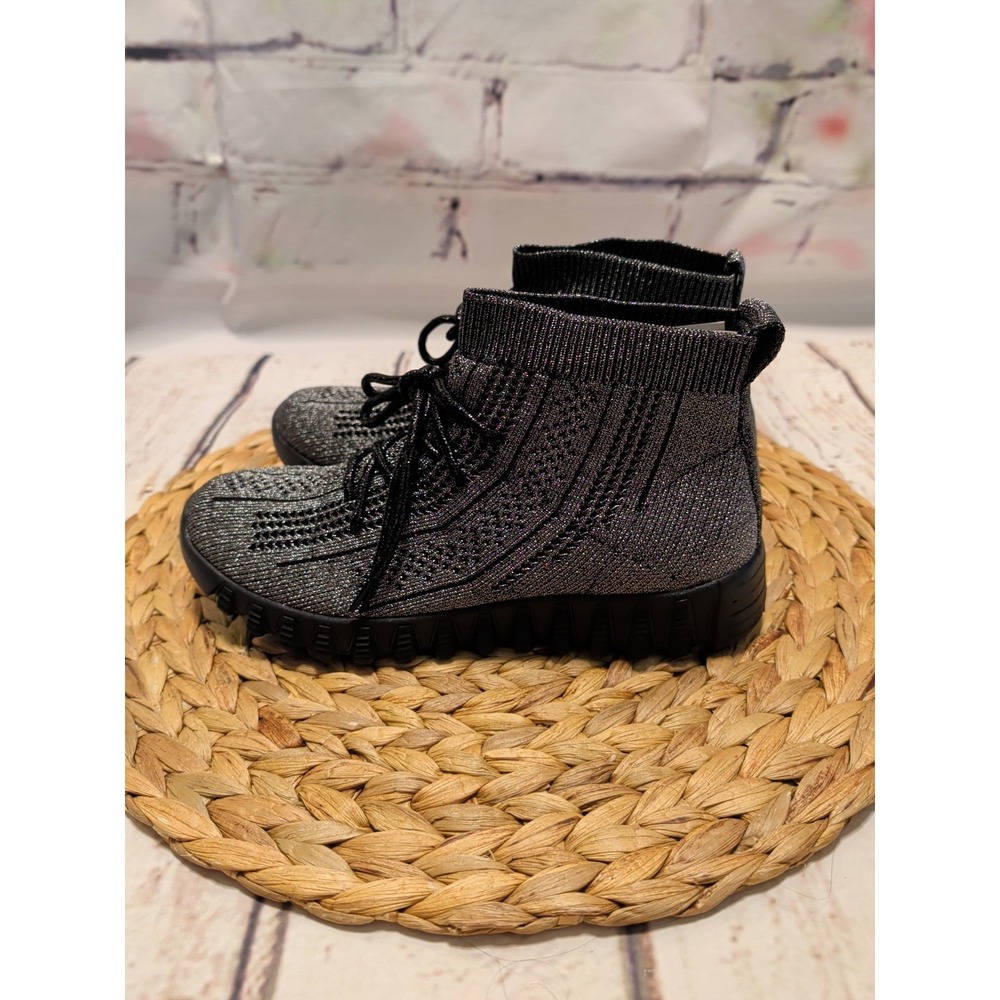 Bernie Mev NEW Size 7.5 - 8 (EU 38) Akaya Sneaker-Booties Sparkly Pewter Lace-Up - Picture 4 of 8